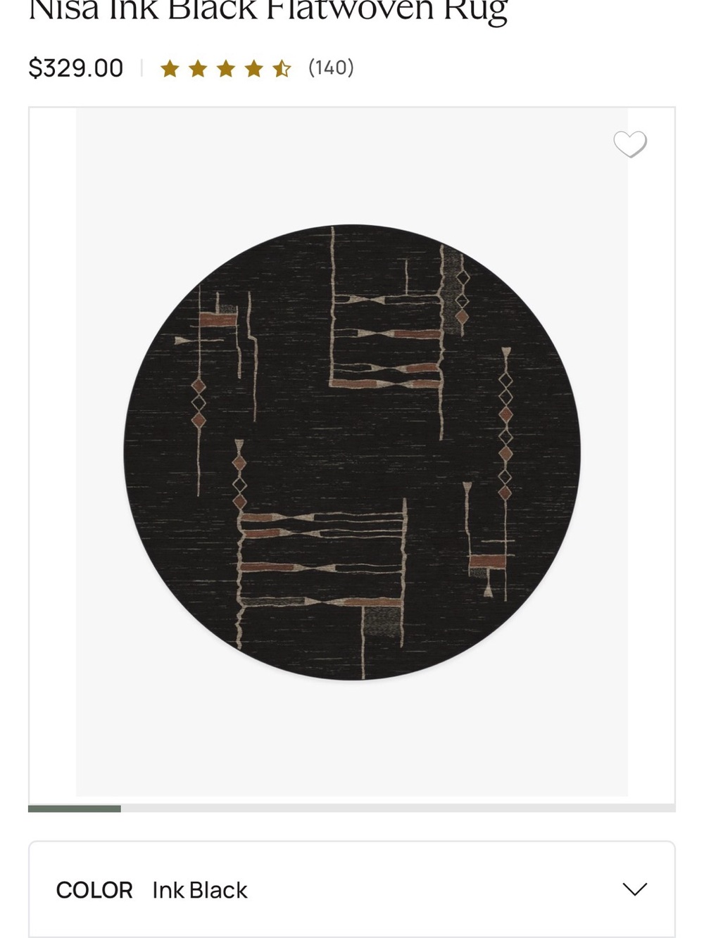 Nisa Ink Black Flatwoven Rug System by Ruggable